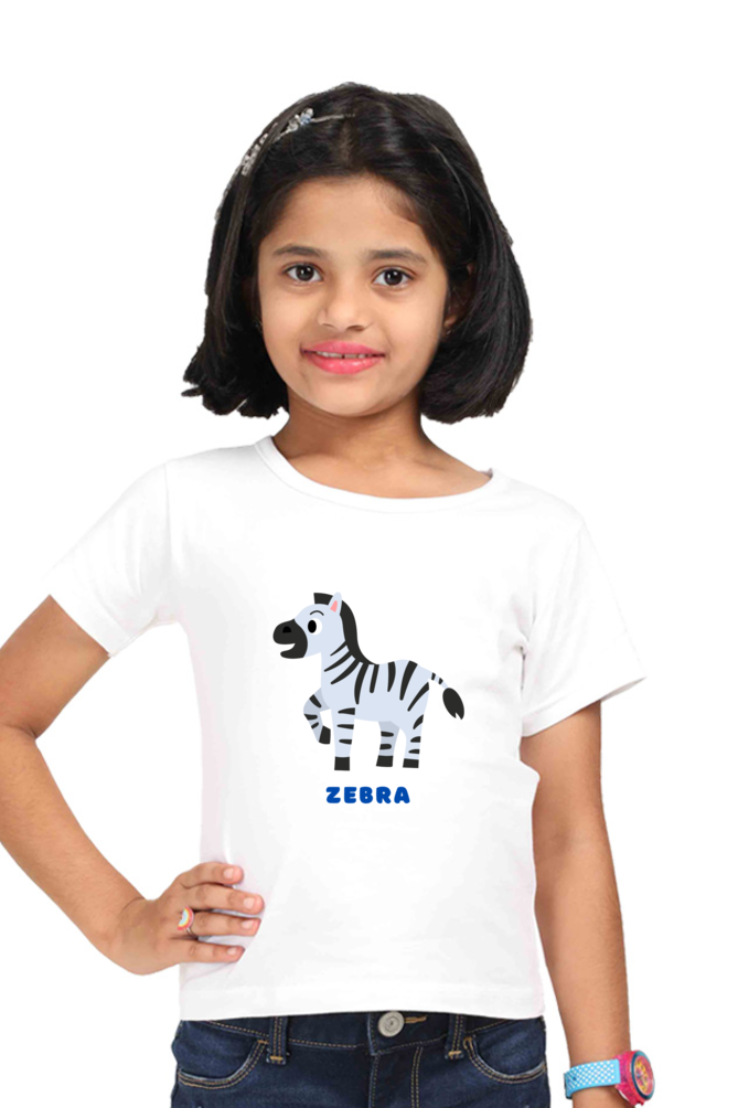 Girls Round Neck Zebra