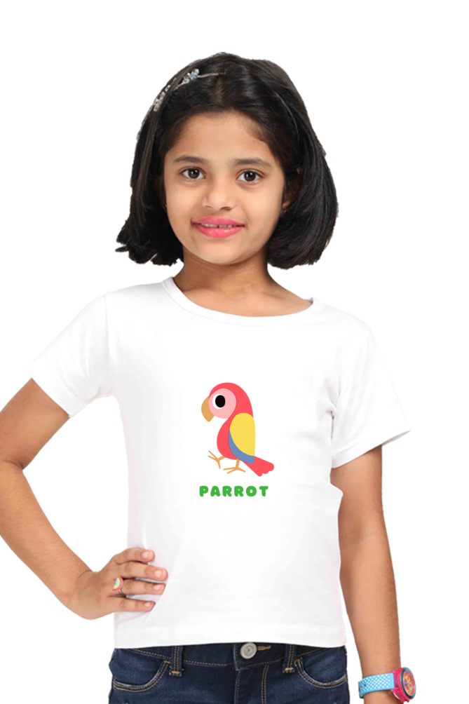 Girls Round Neck Parrot