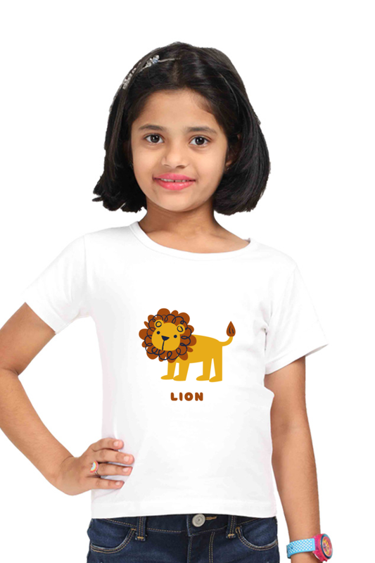 Girls Round Neck Lion