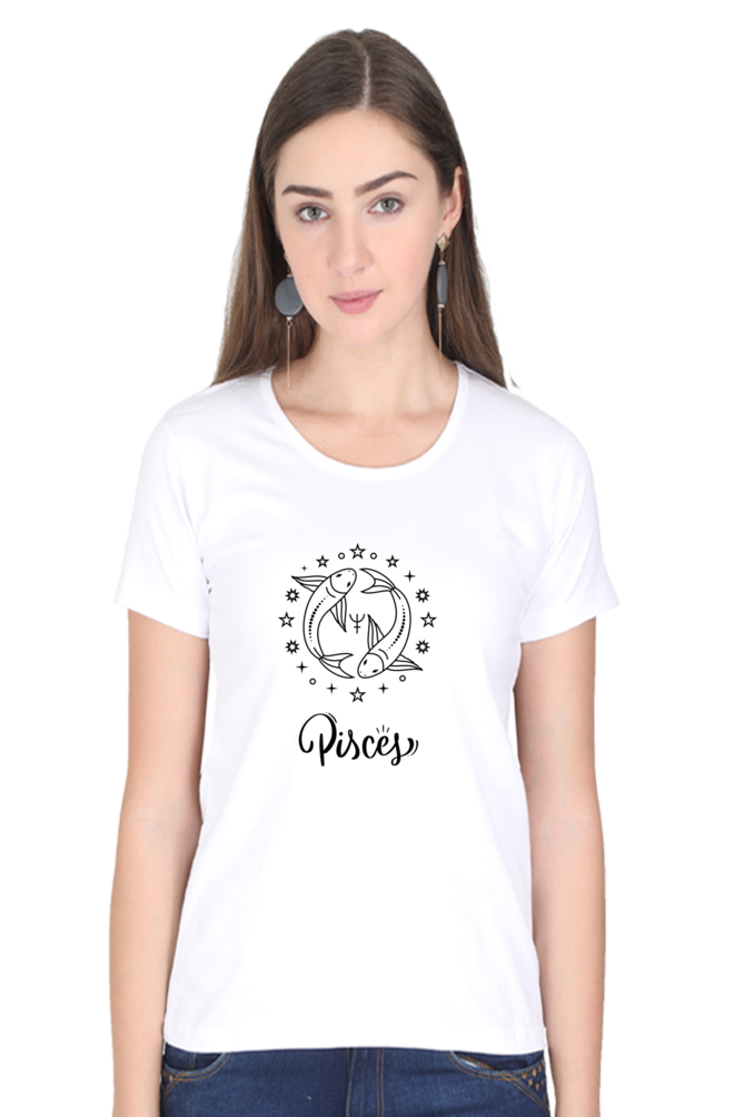 Pisces Zodiac Female Round Neck T-Shirt