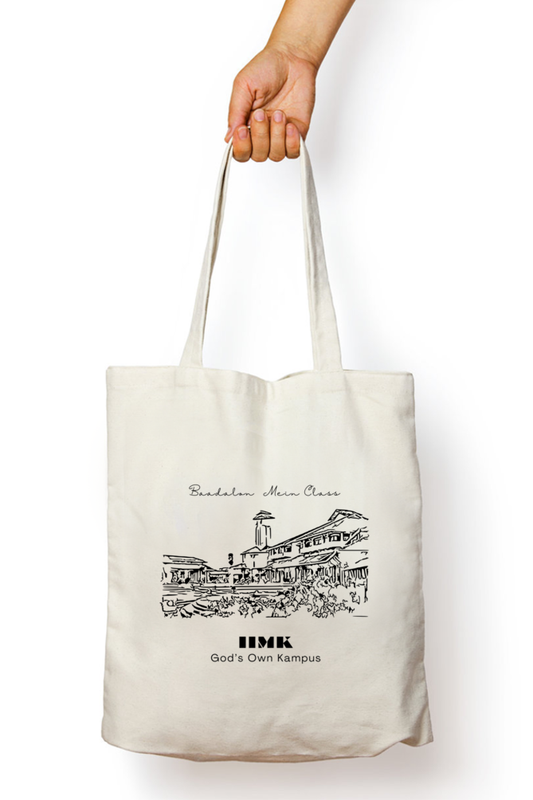 IIMK Unisex Tote Bag With Zipper - White