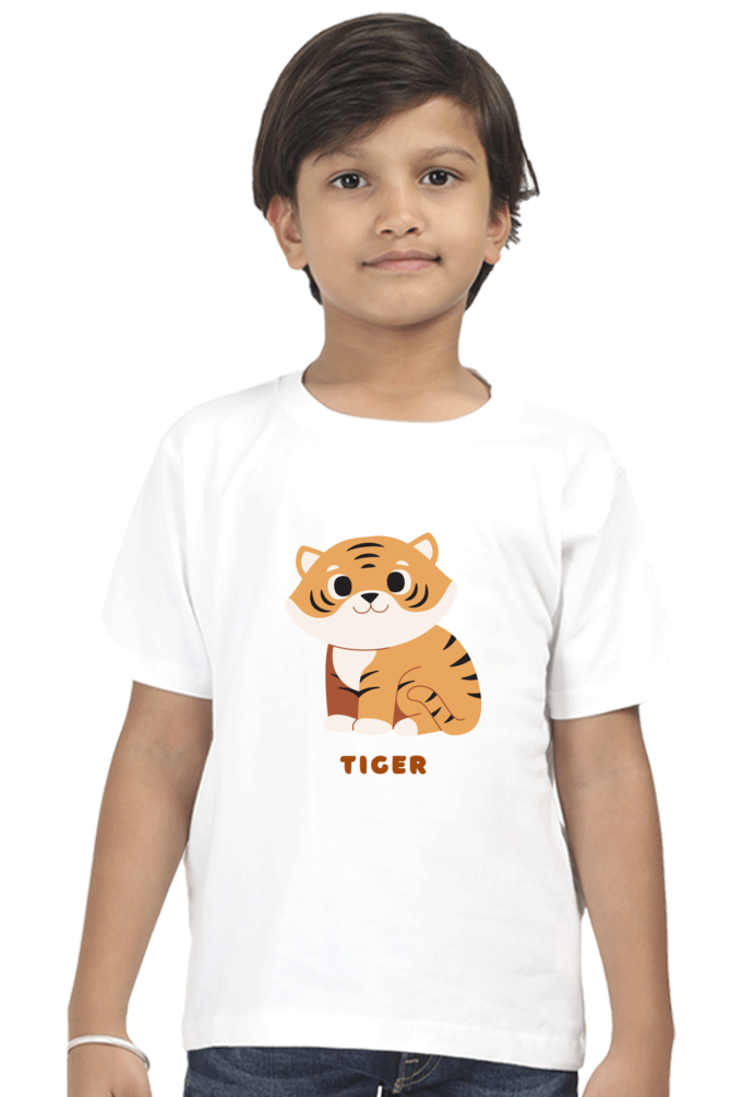 Boys Round Neck Tiger