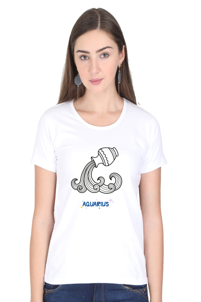 Aquarius Zodiac Female Round Neck T-Shirt