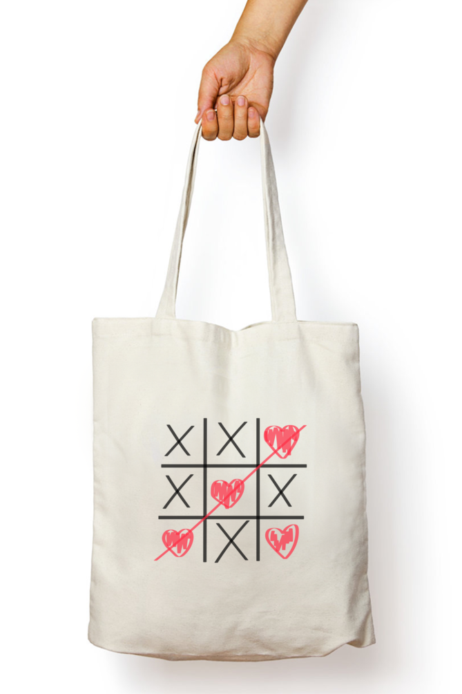 Tic Tac Toe Tote Bag With Zipper White