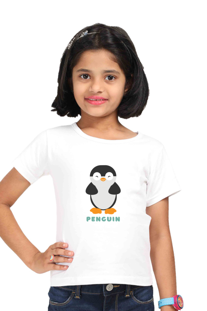 Girls Round Neck Penguin