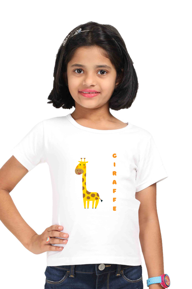 Girls Round Neck Giraffe