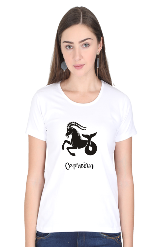 Capricorn Zodiac Female Round Neck T-Shirt