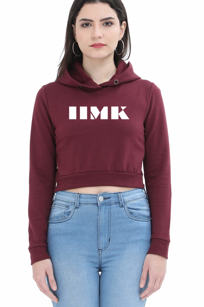 IIMK Crop Hoodie Puff Print Female Maroon