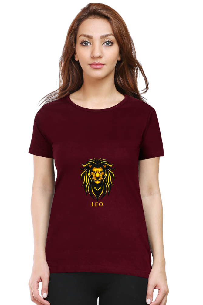 Leo Zodiac Female Round Neck T-Shirt