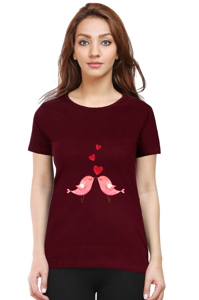 Lovestruck Birds Round Neck T-Shirts