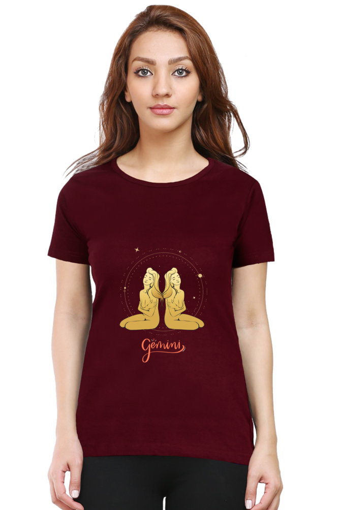 Gemini Zodiac Female Round Neck T-Shirt