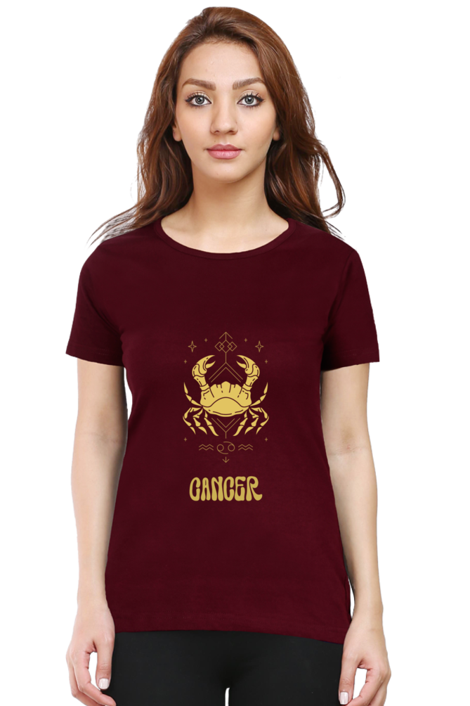 Cancer Zodiac Female Round Neck T-Shirt