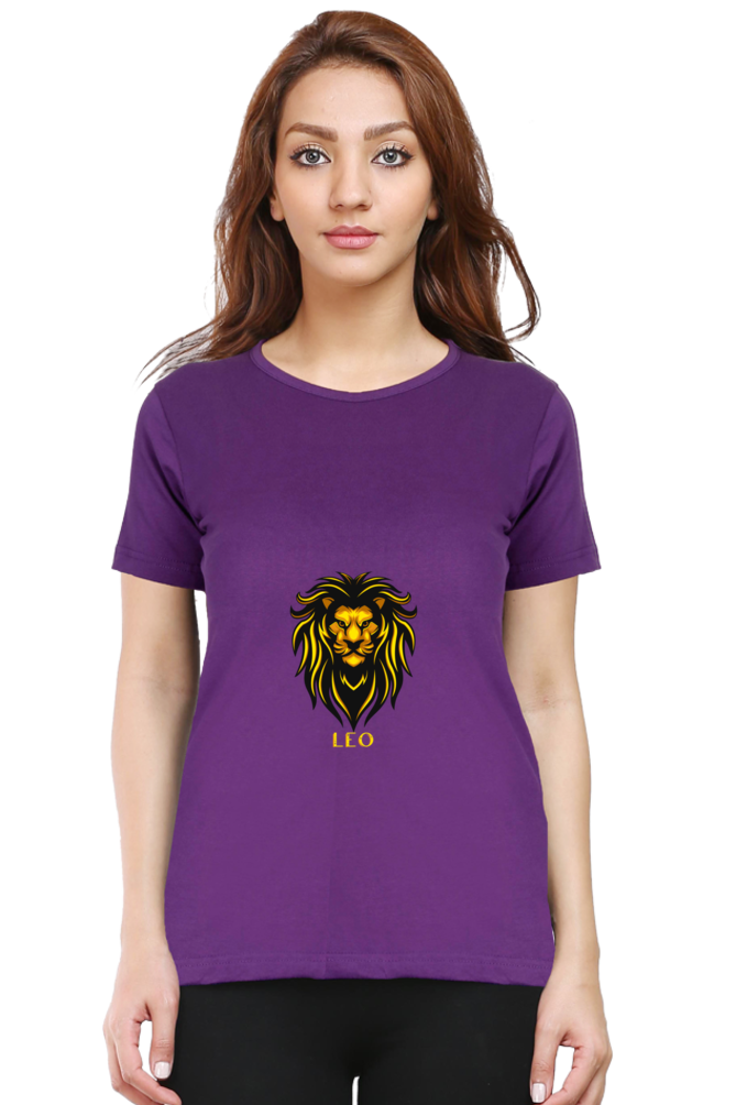 Leo Zodiac Female Round Neck T-Shirt