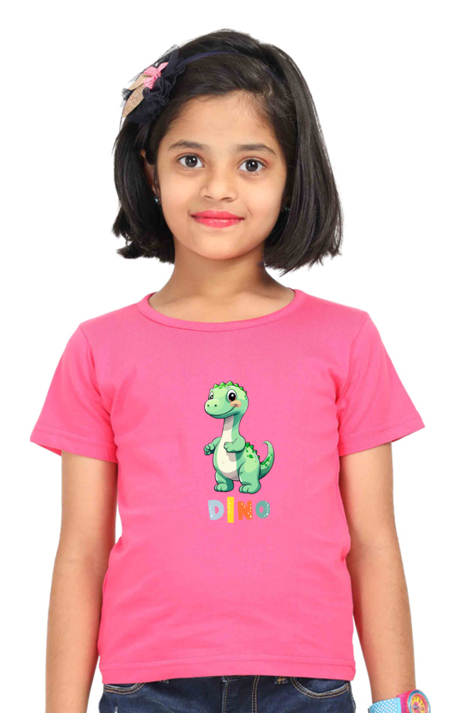 Girls Round Neck Dino