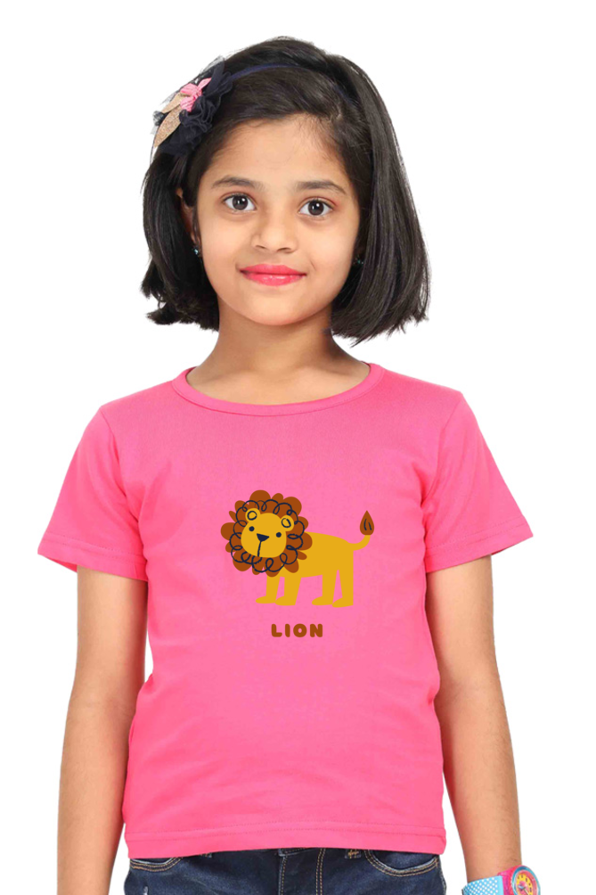 Girls Round Neck Lion