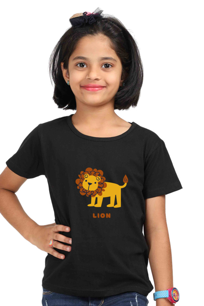 Girls Round Neck Lion