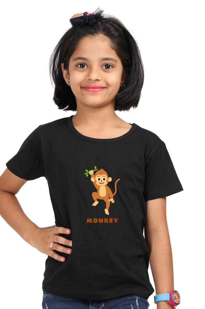 Girls Round Neck Monkey