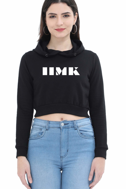 IIMK Crop Hoodie Puff Print Female Black