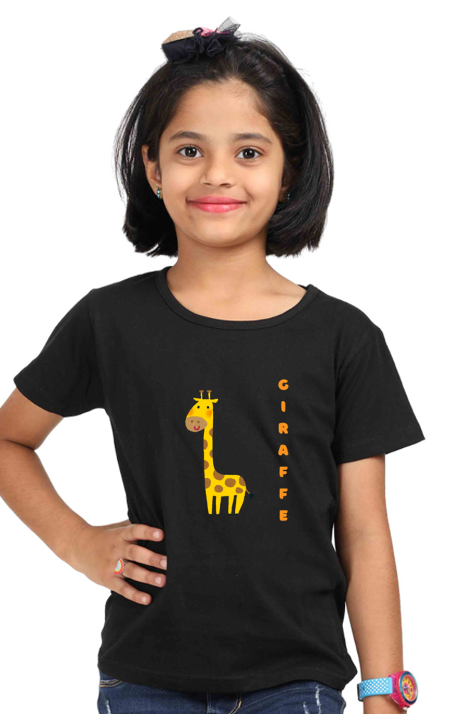 Girls Round Neck Giraffe