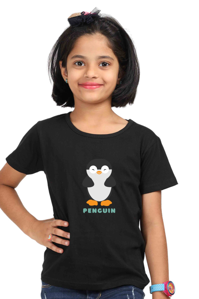 Girls Round Neck Penguin