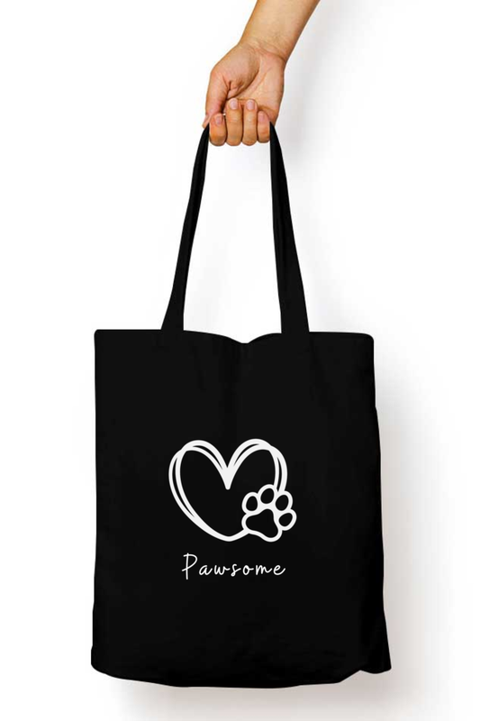 Pawsome Tote Bag With Zipper Black