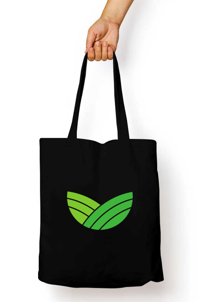 Green Leaves Tote Bag With Zipper Black