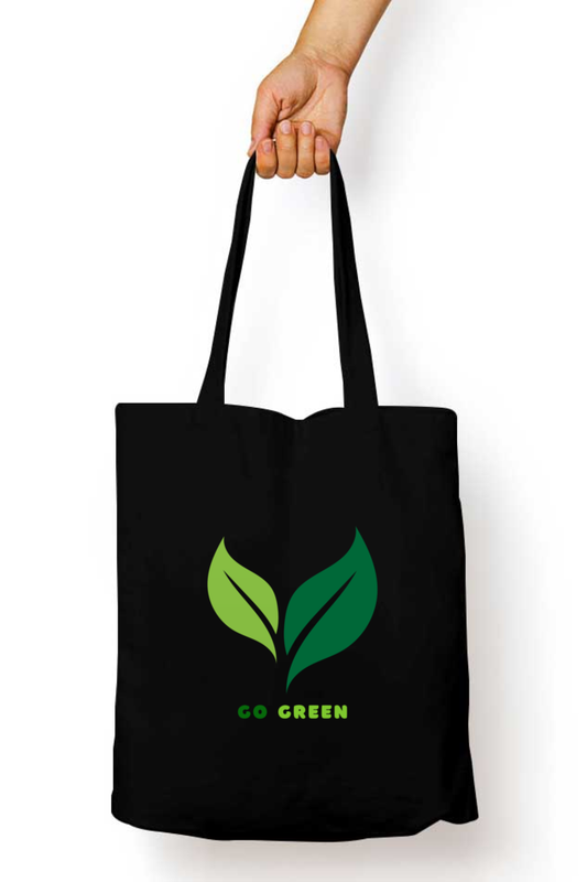 Go Green Tote Bag With Zipper Black