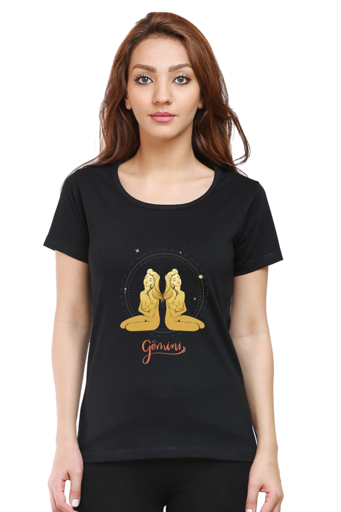 Gemini Zodiac Female Round Neck T-Shirt