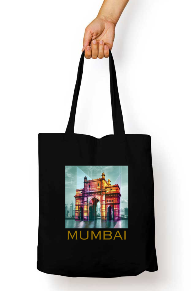 Mumbai Tote Bag With Zipper Black