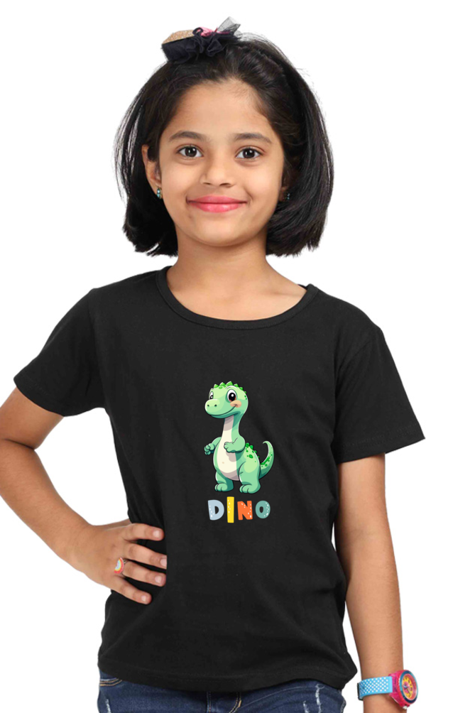 Girls Round Neck Dino