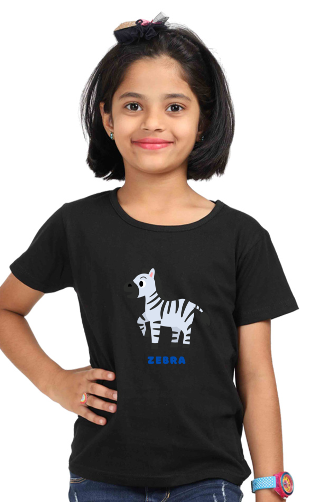 Girls Round Neck Zebra