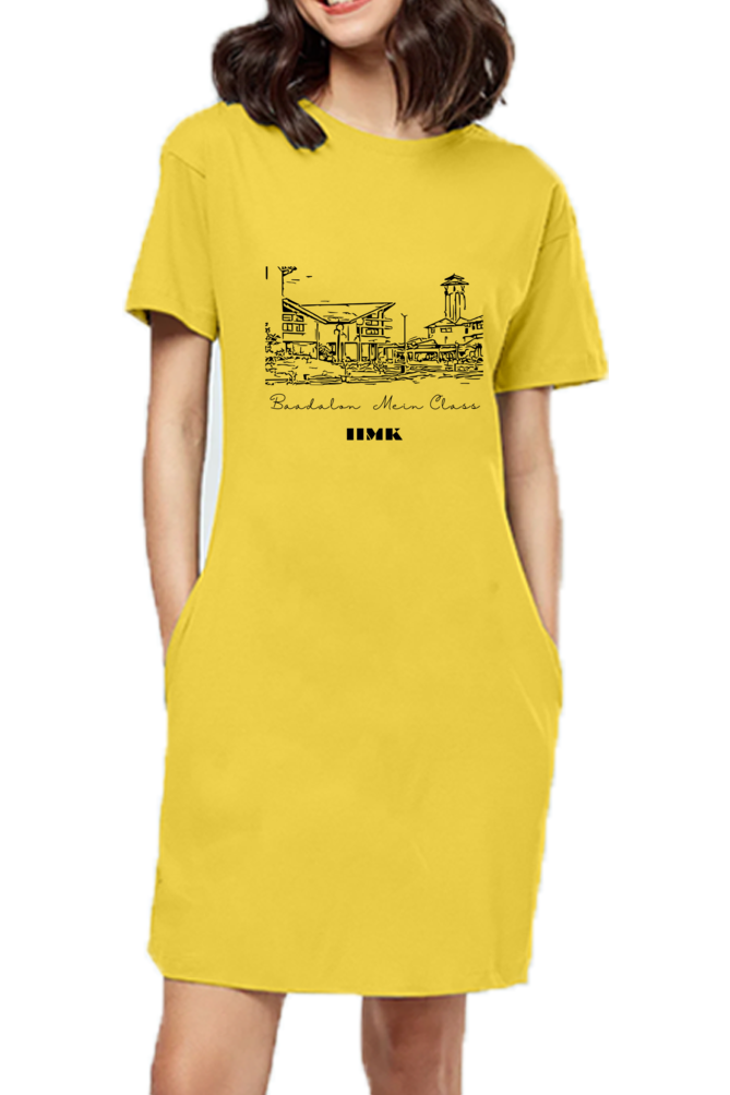 IIMK T-Shirt Dress for Women Golden Yellow