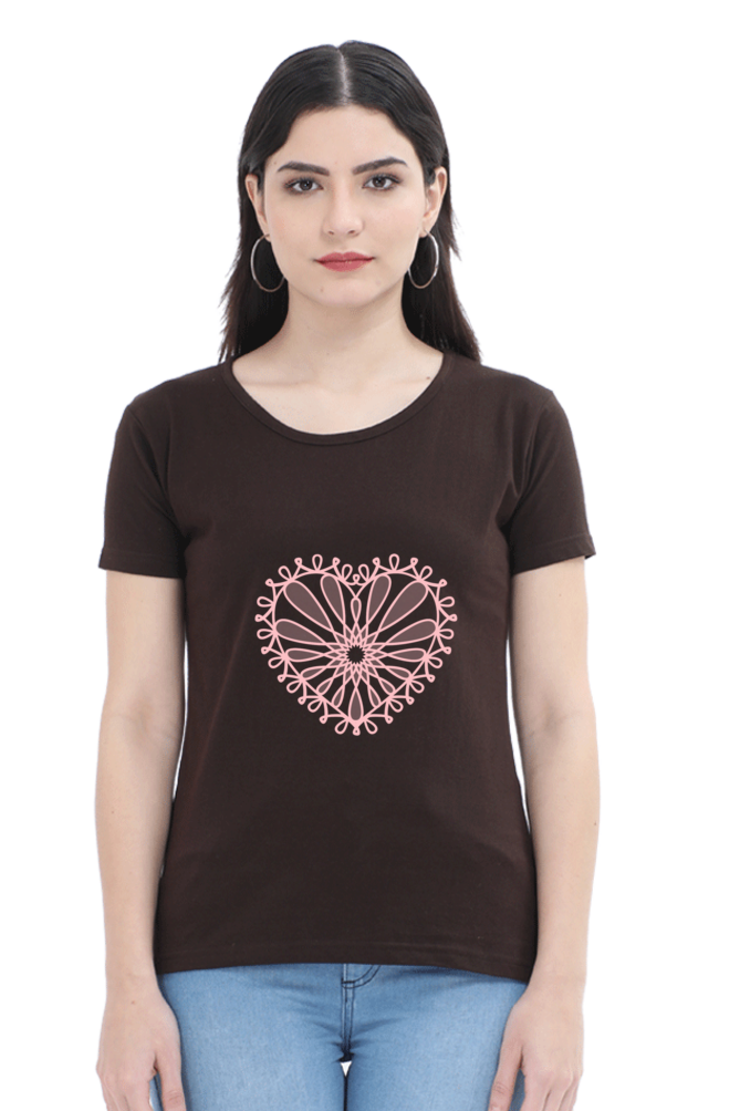 Heart Flower Round Neck T-Shirt