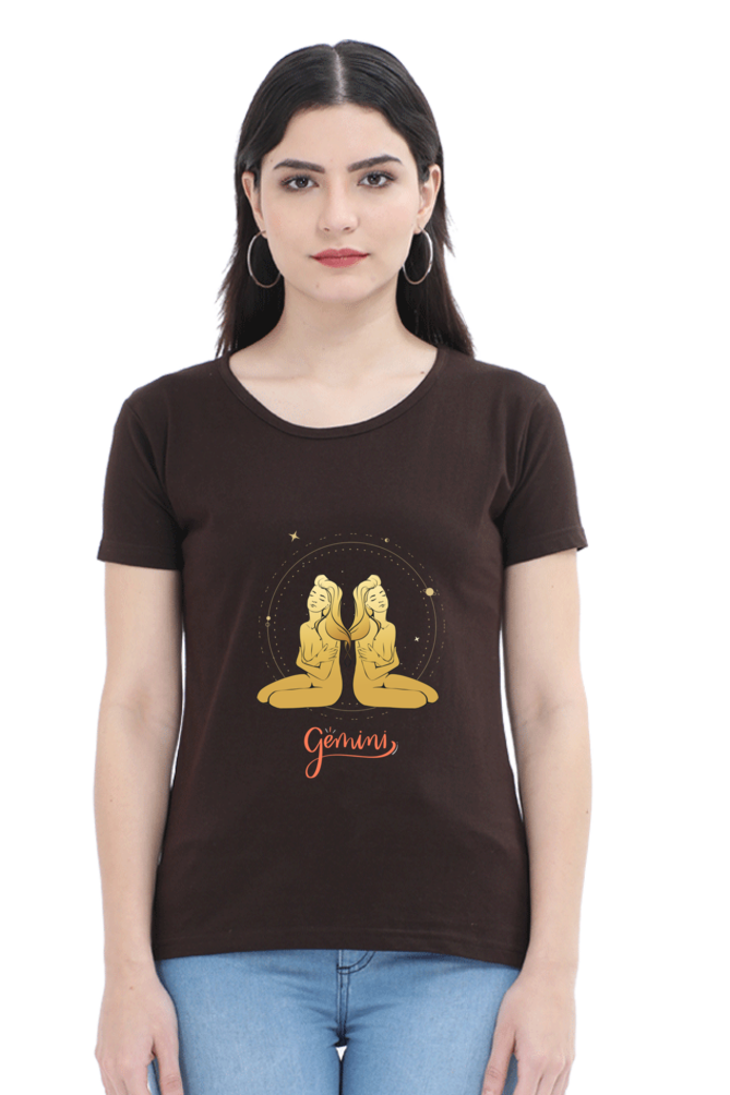 Gemini Zodiac Female Round Neck T-Shirt