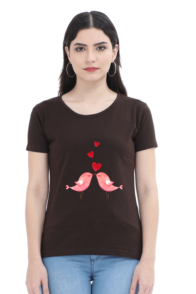 Lovestruck Birds Round Neck T-Shirts