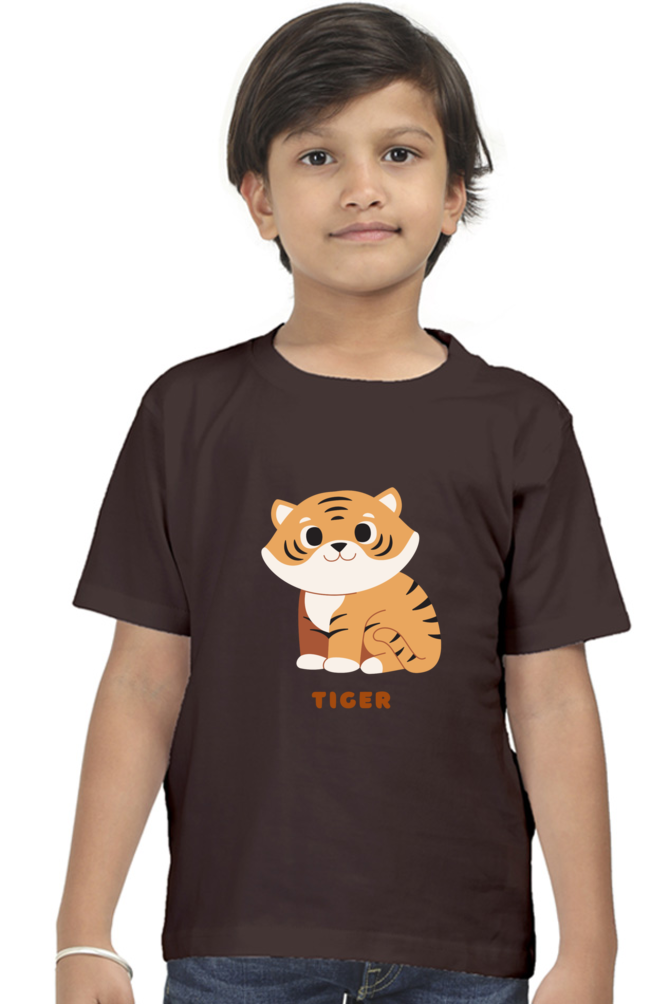 Boys Round Neck Tiger