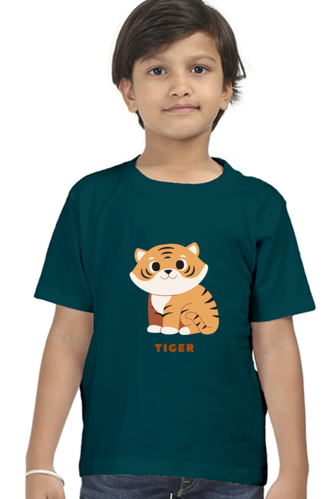 Boys Round Neck Tiger