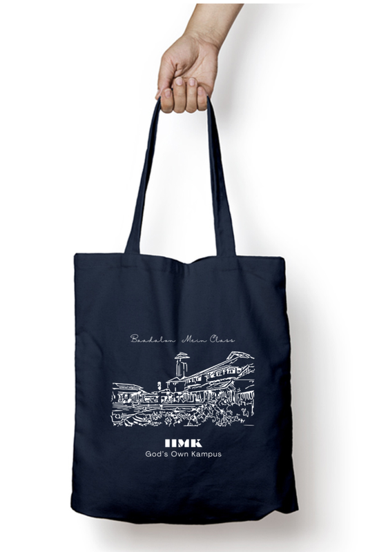 IIMK Unisex Tote Bag With Zipper - Navy Blue