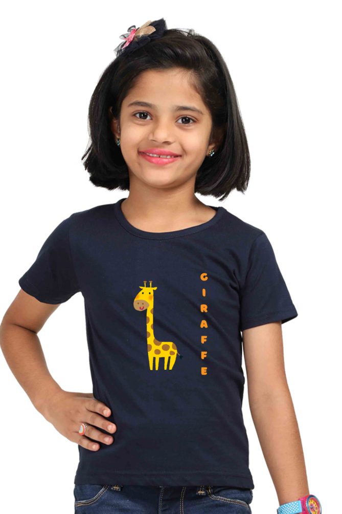 Girls Round Neck Giraffe