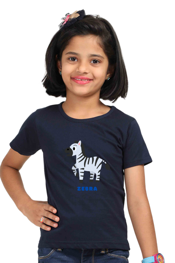 Girls Round Neck Zebra