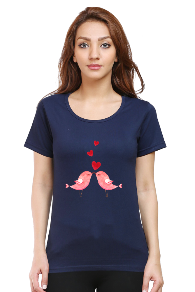 Lovestruck Birds Round Neck T-Shirts