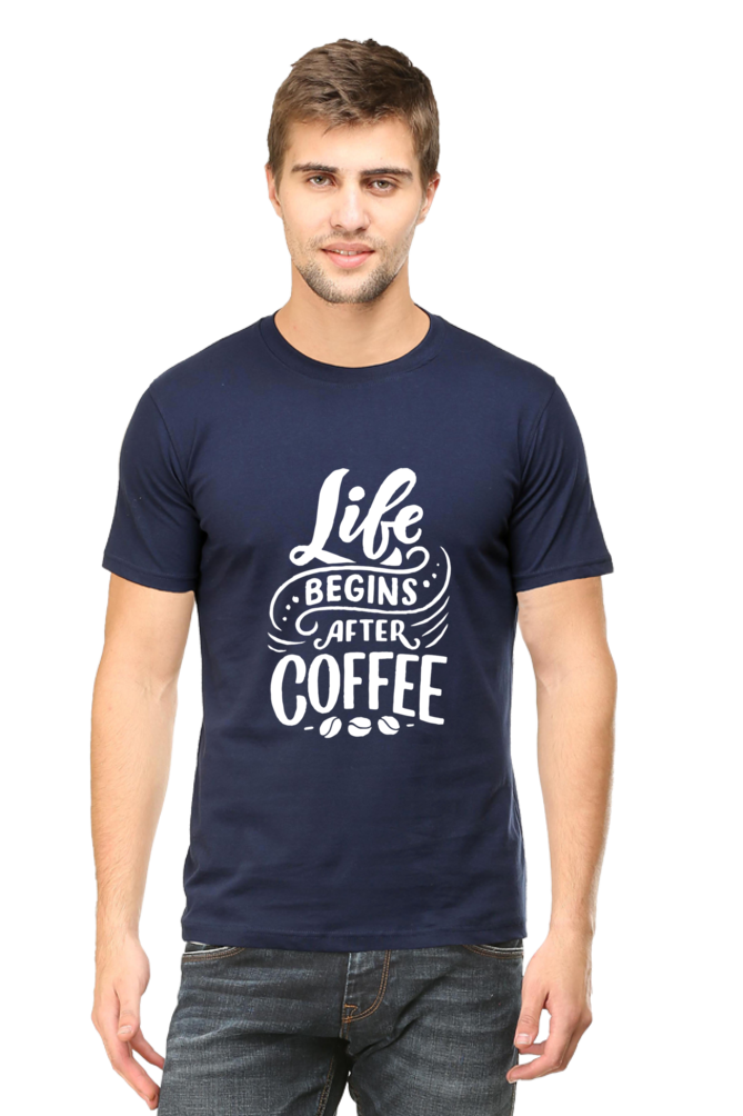 Life Begins After Coffee Round Neck T-Shirt