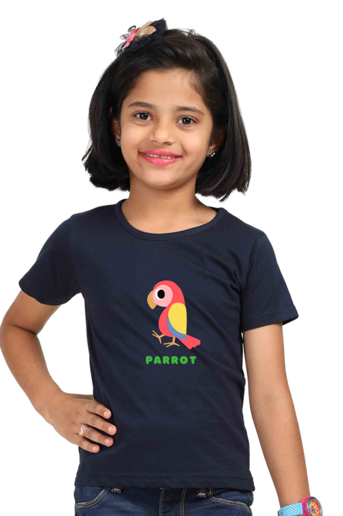 Girls Round Neck Parrot