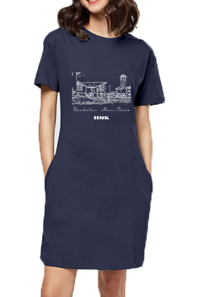 IIMK T-Shirt Dress for Women Navy Blue