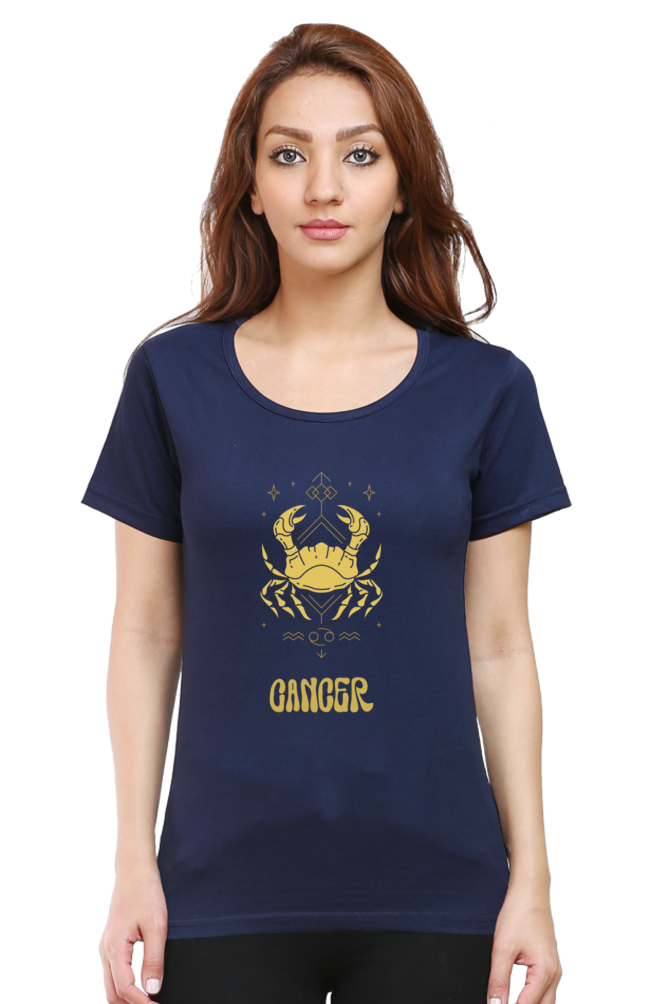 Cancer Zodiac Female Round Neck T-Shirt