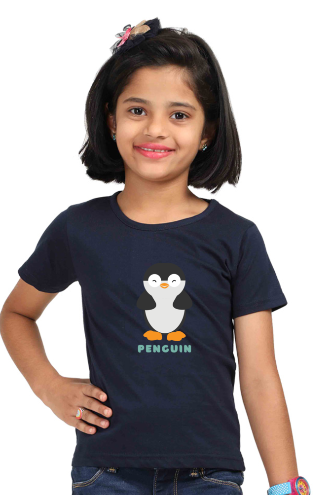 Girls Round Neck Penguin