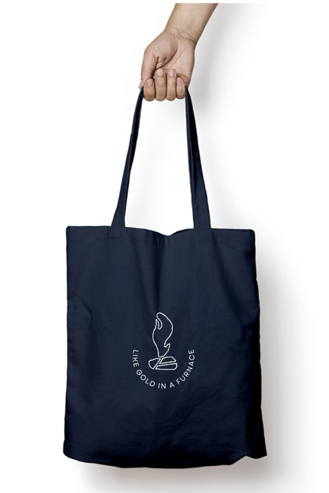 IIMK Unisex Tote Bag With Zipper - Navy Blue