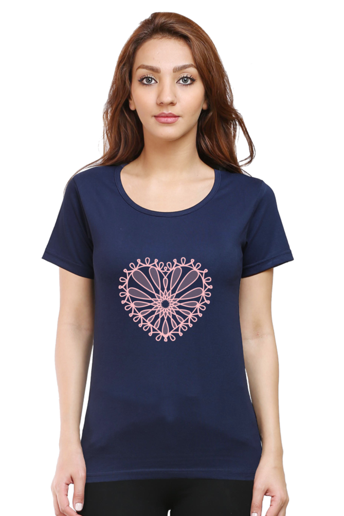 Heart Flower Round Neck T-Shirt