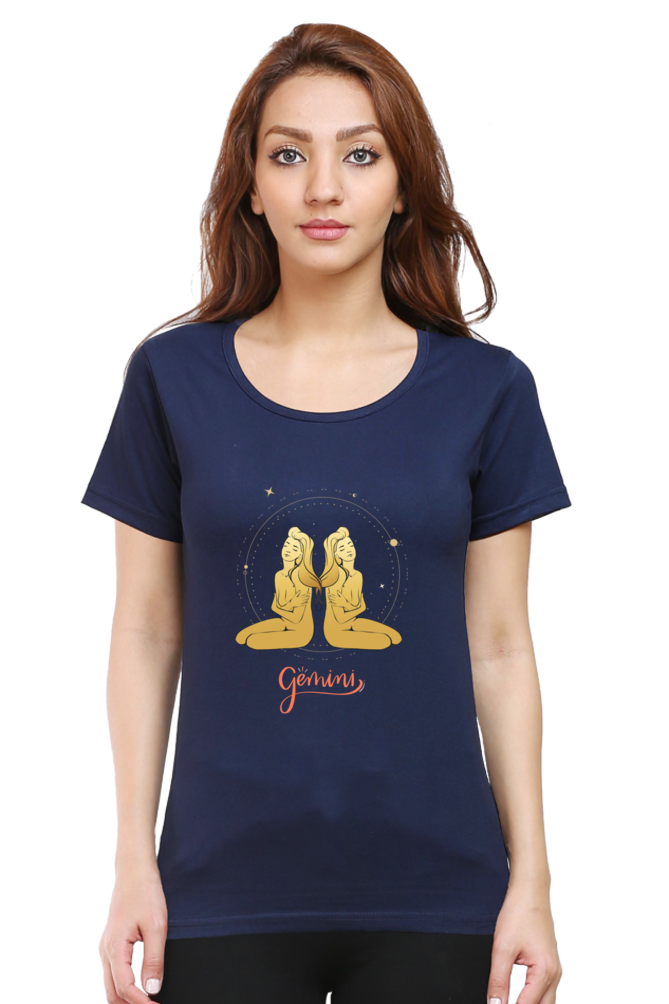 Gemini Zodiac Female Round Neck T-Shirt