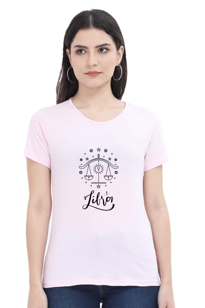 Libra Zodiac Female Round Neck T-Shirt